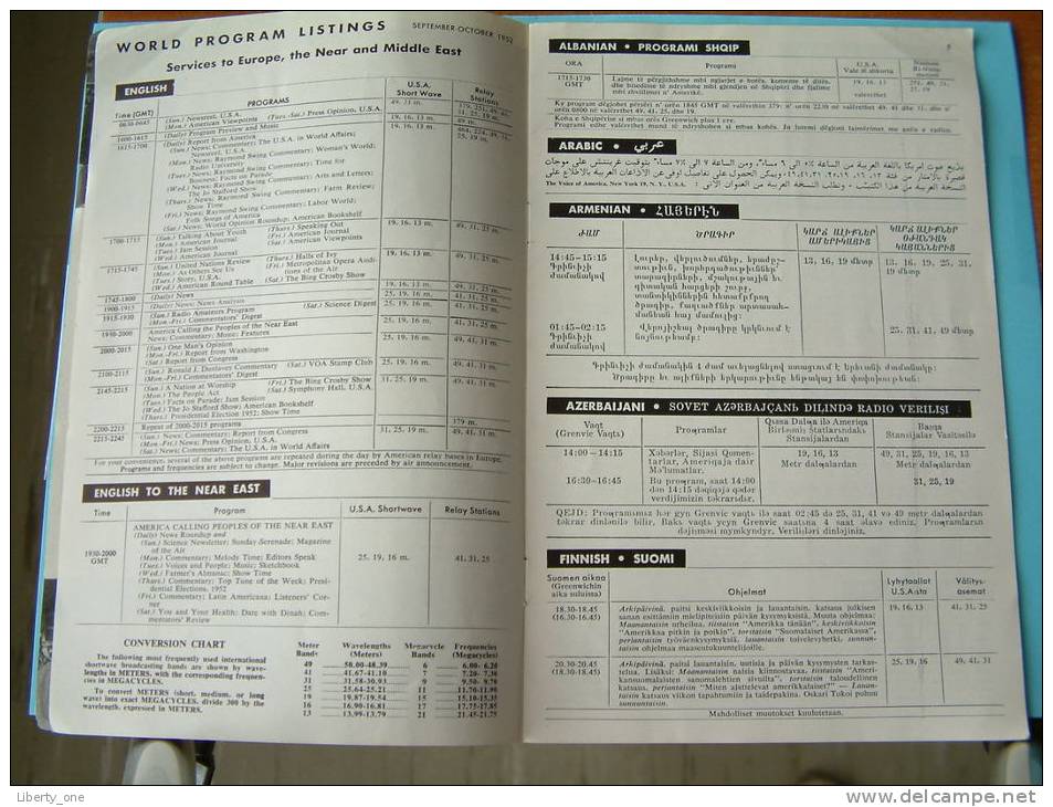 The VOICE Of AMERICA September-October 1952 World Program Schedules ( Zie Foto Voor Details ) ! - Autres & Non Classés