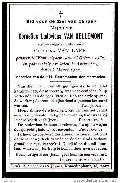 Doodsprentje Cornelius Van Hellemont, Geboren Wommelgem, Overleden Antwerpen - Devotion Images