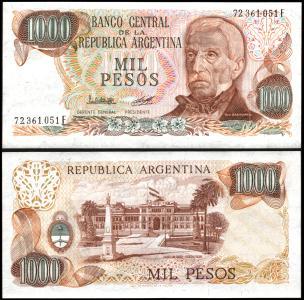 Argentina #304c, 1.000 Pesos, ND (1976-83), UNC - Argentine