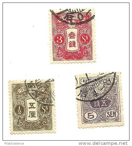 1914 - Giappone 128 + 132 + 134 Ordinaria C1415 - Usados