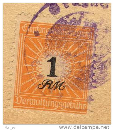 Germany Certificate Celle Revenue 1947 Gebührenmarke Stempelmarke Timbre Fiscal - Covers & Documents