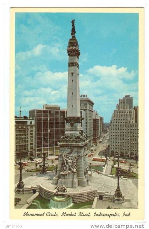 USA – United States, Monument Circle, Market Street, Indianapolis, Indiana, Unused Postcard [P8029] - Indianapolis