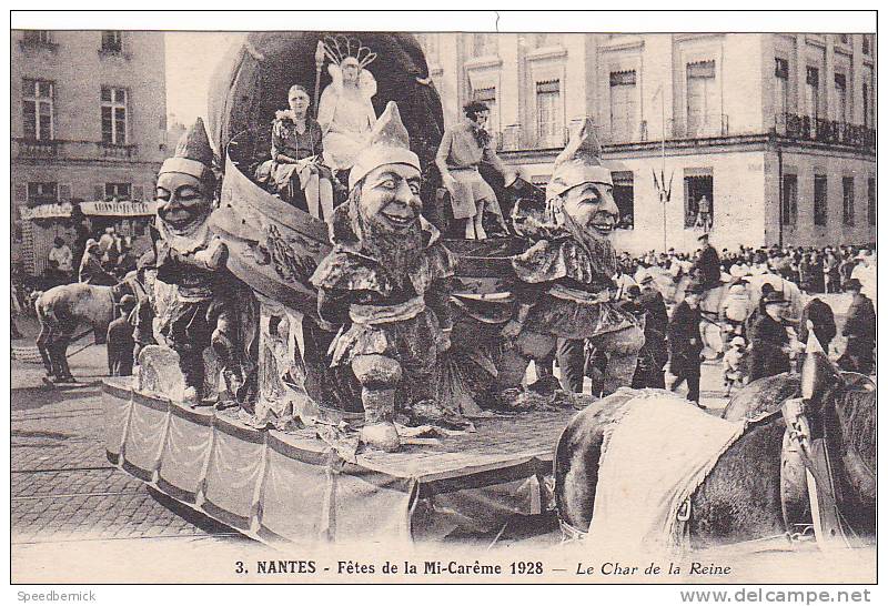 20540 Nantes (44 France) Fetes Mi Careme 1928 Char Reine -3 Nozais - Nain - Nantes