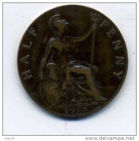 -  GRANDE BRETAGNE 1/2 P. 1918 . - C. 1/2 Penny