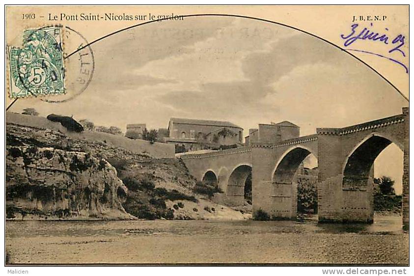 Gard -ref A181- Le Pont Saint Nicolas Sur Le Gardon - St Nicolas Sur Le Gardon  - Carte Bon Etat - - Other & Unclassified