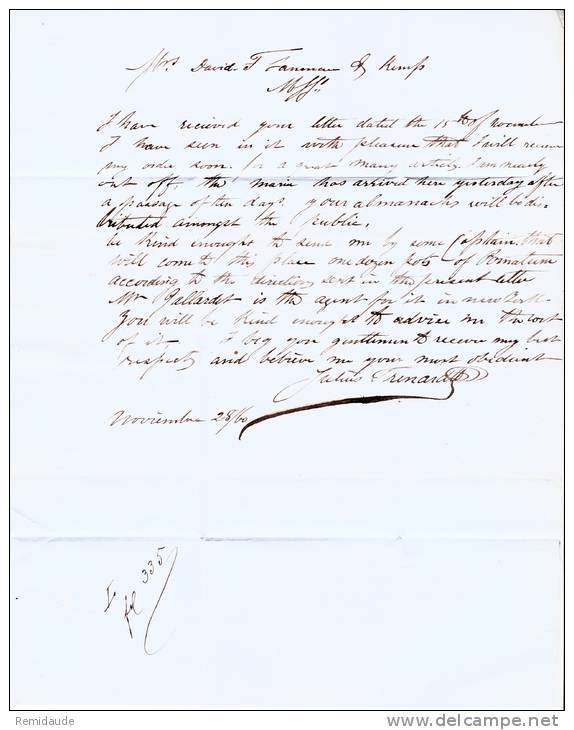 C UBA - 1860 - RARE LETTRE De SANTIAGO De CUBA Pour NEW-YORK  - RARE - Préphilatélie