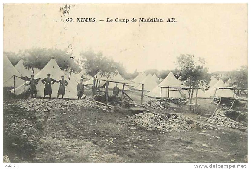 Gard -ref A159- Militaires Militaria -casernes - Regiments -nimes - Camp De Massillan - Carte Bon Etat  - - Other & Unclassified