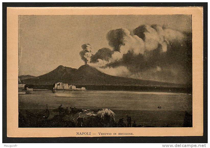 DF / PHOTOGRAPHIE DE CARNET SOUVENIR / ITALIE / NAPLES / LE VOLCAN VESUVE EN ERUPTION - Autres & Non Classés