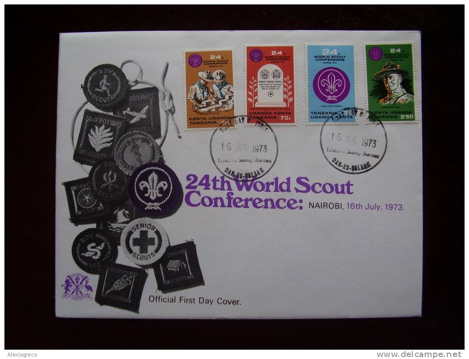 K.U.T.  1973 BOY SCOUT CONFERENCE,NAIROBI - FDC With FULL 4 VALUES Set To 2/50. - Kenya, Ouganda & Tanzanie