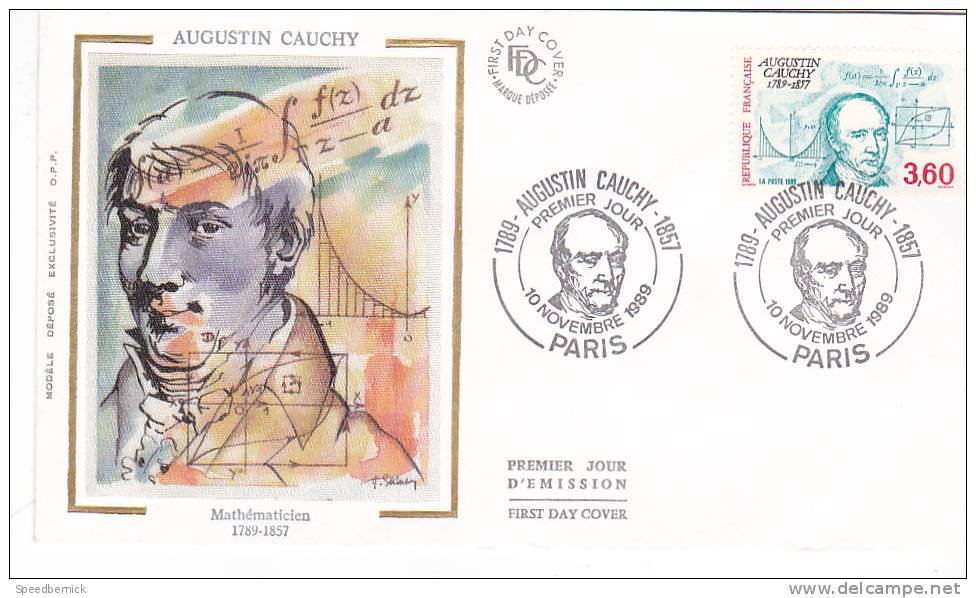 Enveloppe Premier Jour Augustin Cauchy Paris Visage Vers La Gauche 3.60 Franc - Cartas & Documentos