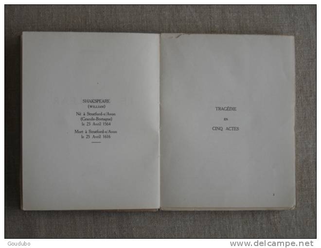 Shakespeare Le Roi LEAR Le Fleuve étincelant 1947 Trad: M. Guizot.  Voir Photos. - Autres & Non Classés