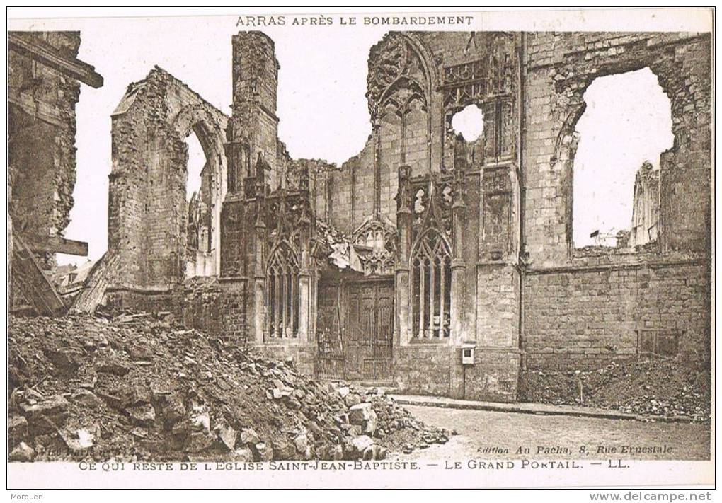 Postal ARRAS (Pas De Calais) Guerre. Ruines Apres Bombardement - Arras
