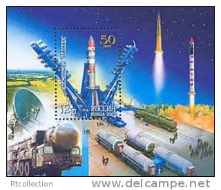 Russia 2007 50th Anniversary Cosmodrome Pleseck Platform Truck Rocket Space Sciences S/S Stamp MNH Michel BL103 - Trucks