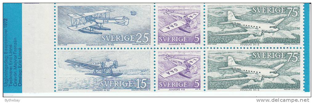 Sweden MNH Scott #939a Complete Booklet Historic Planes - 1951-80