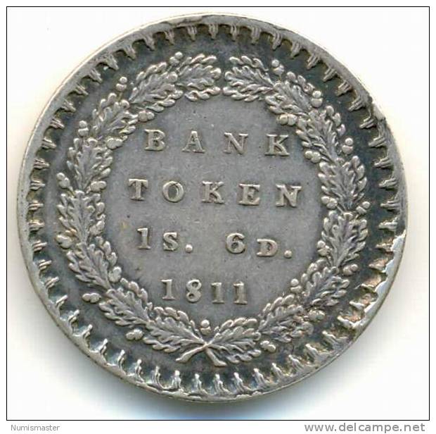 BANK TOKEN 1 SHILLING 6 PENCE 1811 - Andere & Zonder Classificatie