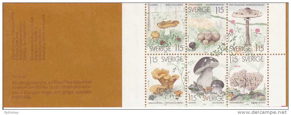 Sweden MNH Scott #1264a Complete Booklet Edible Mushrooms - 1951-80