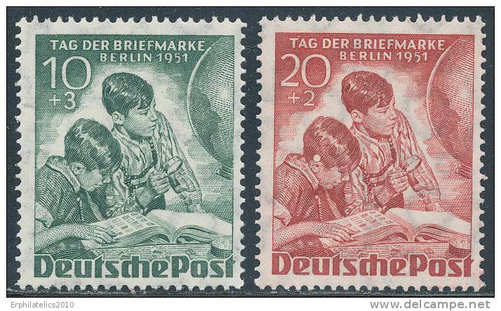 GERMANY BERLIN 1951 STAMP DAY BERLIN OCT 7 SC# 9NB 6-7 VF FRESH MNH - Unused Stamps