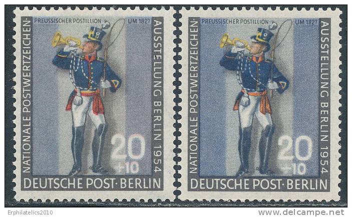 GERMANY BERLIN 1954 NATIONAL STAMP EXPO PRUSSIAN POSTILION 2DIF TYPES SC# 9NB12+ VAR - Ungebraucht