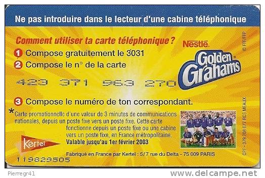 CARTE-PREPAYEE-KERTEL-2003-3MN-APPEL-GOLDEN GRAHAMS-HENRY-TBE- - Autres & Non Classés