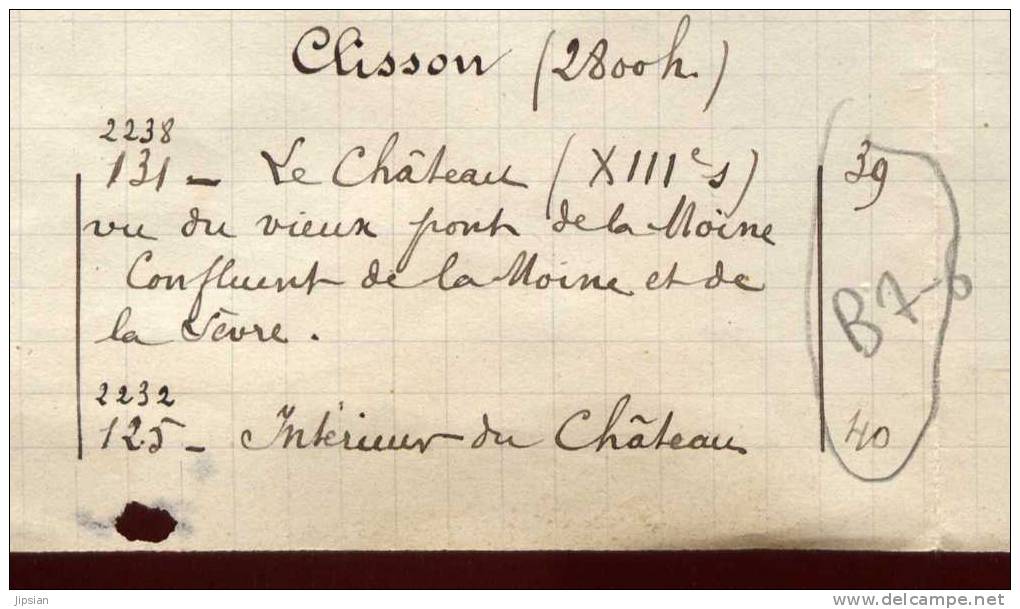 5  plaques de verre stéréo du 44 Clisson en 1907 le Château différentes vues toutes légendées  B7-6