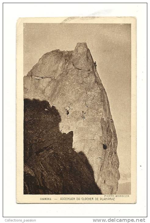 Cp, Alpinisme, Chamonix, Ascension Du Clocher De Plan-Praz, Voyagée 1933 - Alpinisme