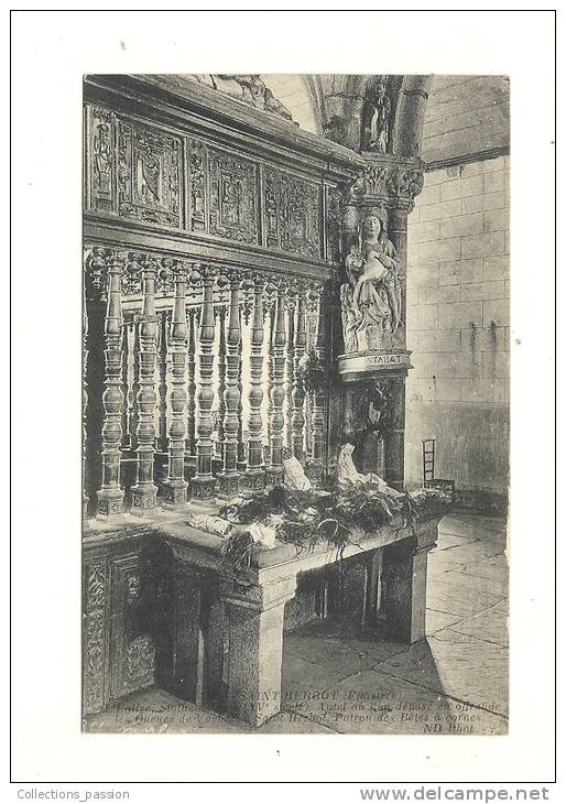 Cp, 29, Saint-Herbot, L'Eglise, Statue Et Autel - Saint-Herbot