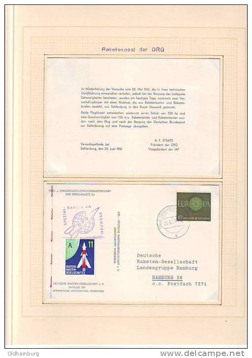 0175b: Große Ausstellungs- Spezialsammlung 45 Scans !! Raketenpost Hermann Oberth Gesellschaft 1967, RRR