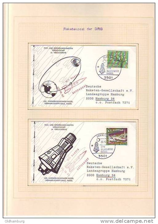 0175b: Große Ausstellungs- Spezialsammlung 45 Scans !! Raketenpost Hermann Oberth Gesellschaft 1967, RRR