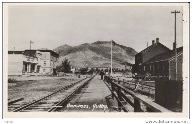 Carcross Yukon Canada, Street Scene Railroad C1940s/50s Vintage Real Photo Postcard - Yukon