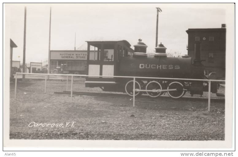 Carcross Yukon Canada, 'Duchess' Train Engine Railroad, General Store, Truck, C1940s/50s Vintage Real Photo Postcard - Yukon