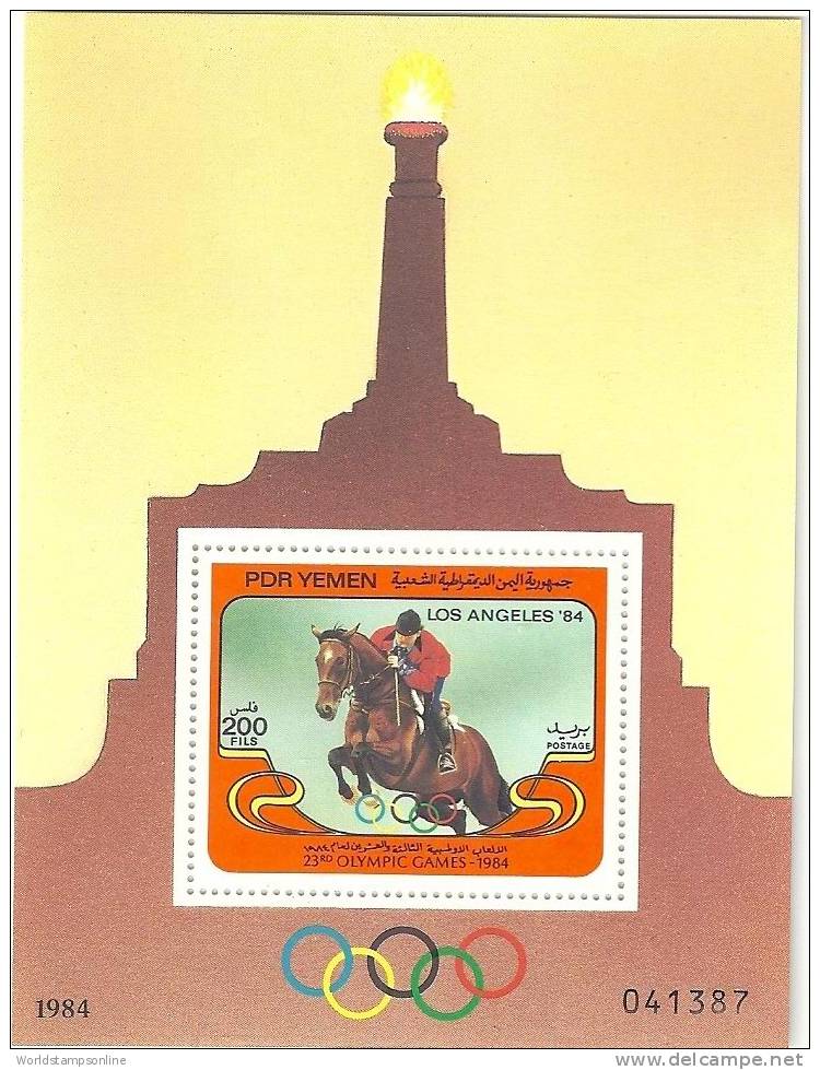 Yemen (PDR), 1 Stamp In Block, Year 1984, MS 319(b), Olympic Games/1984 Show Jumping, MNH/PF - Summer 1984: Los Angeles