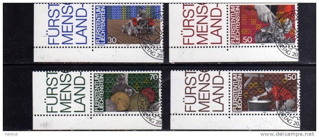 LIECHTENSTEIN 1982 DER MANN UND DIE ARBEIT-VEREINBARUNG - THE MAN AND THE WORK  - L´UOMO E IL LAVORO SERIE TIMBRATA - Used Stamps