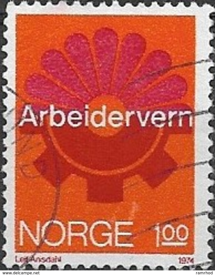 NORWAY 1974 Industrial Accident Prevention- 1k  Trees And Saw Blade FU - Gebraucht