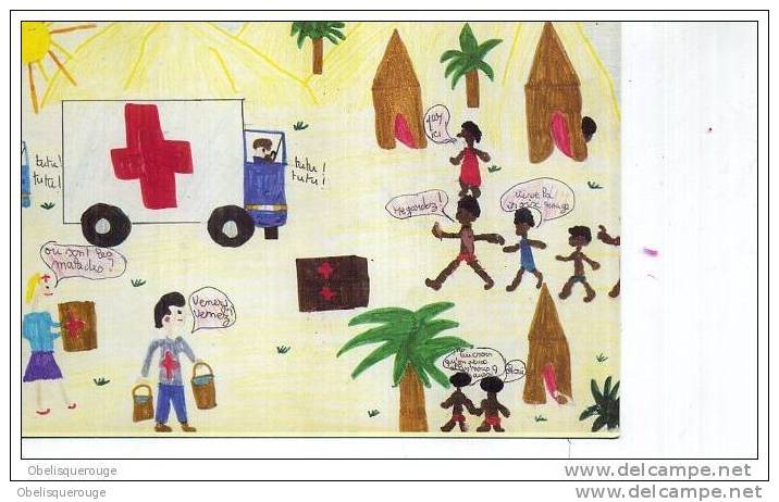 AFRIQUE SOLIDARITE CROIX ROUGE DESSIN D ENFANT - Red Cross