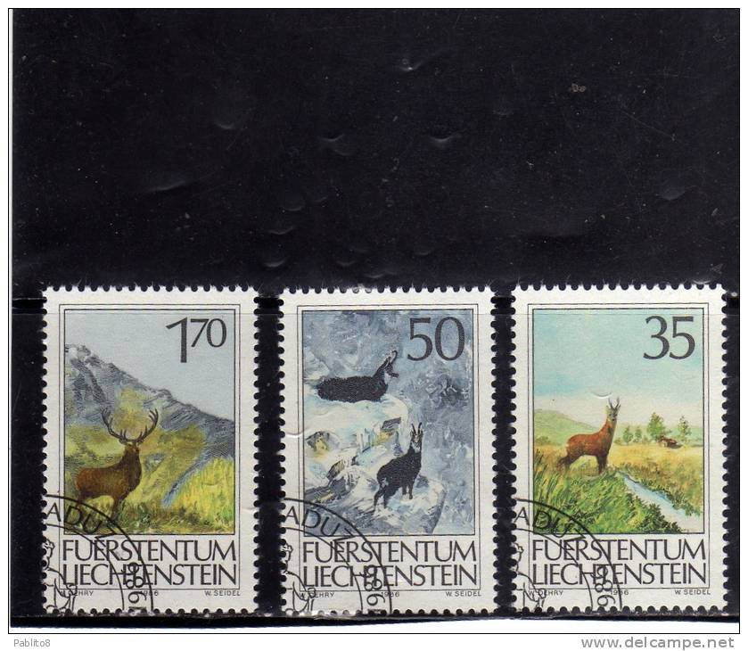 LIECHTENSTEIN 1986 LA CACCIA SERIE COMPLETA TIMBRATA - Used Stamps