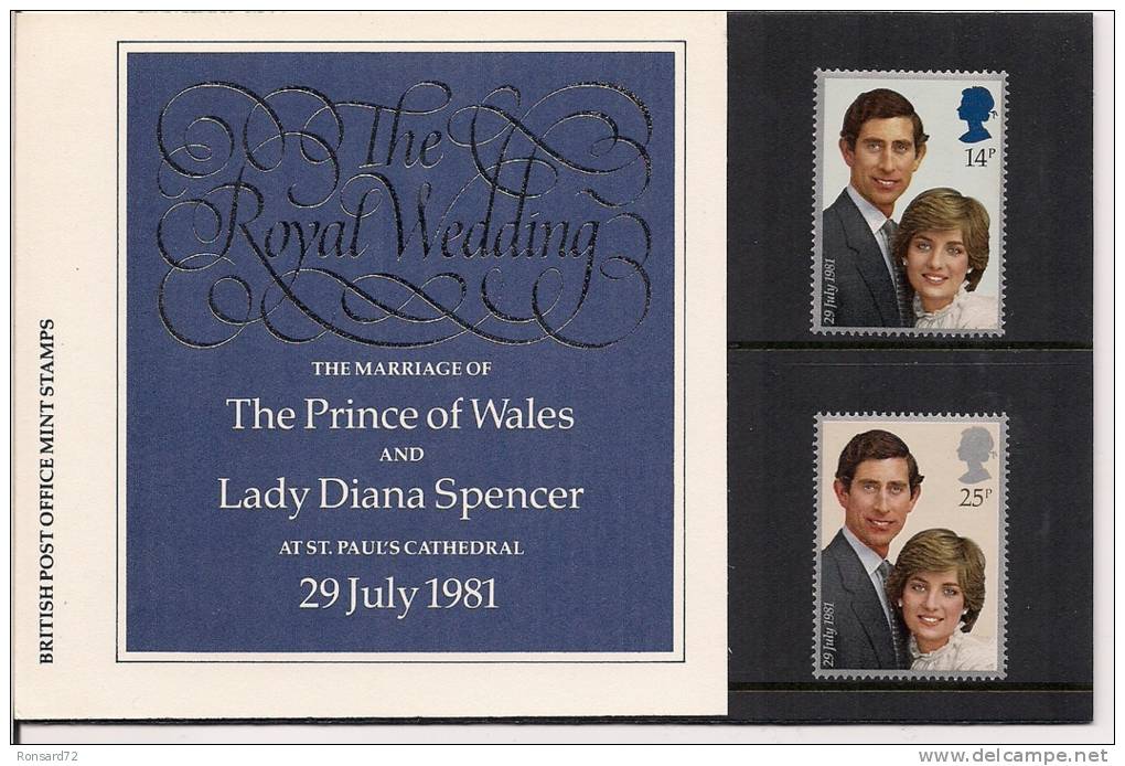 1981 - The Royal Wedding - Marriage - Charles & Diana / Mariage Princier - Presentation Packs