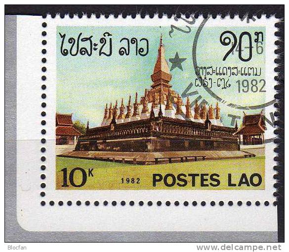 Pagode Vientiane PHLEXFRANCE 1982 Eifelturm Paris Laos 560 Out Block 90 O 4€ Architectur Bloc EXPO Philatelic Sheet Lao - Moskeeën En Synagogen