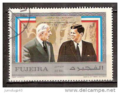 Timbre Emirats (Fujeira) 1971 Y&T N° 630 Oblitéré. In Memorial Of Général De Gaulle. 1 RL - Fujeira