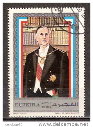 Timbre Emirats (Fujeira) 1971 Y&T N° 632 Oblitéré. In Memorial Of Général De Gaulle. 3 RLS - Fujeira