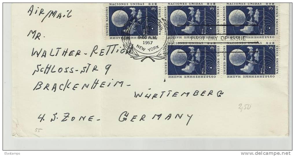 == UNO NY 1956  4*BLOCK +1  FDC MEF - Storia Postale