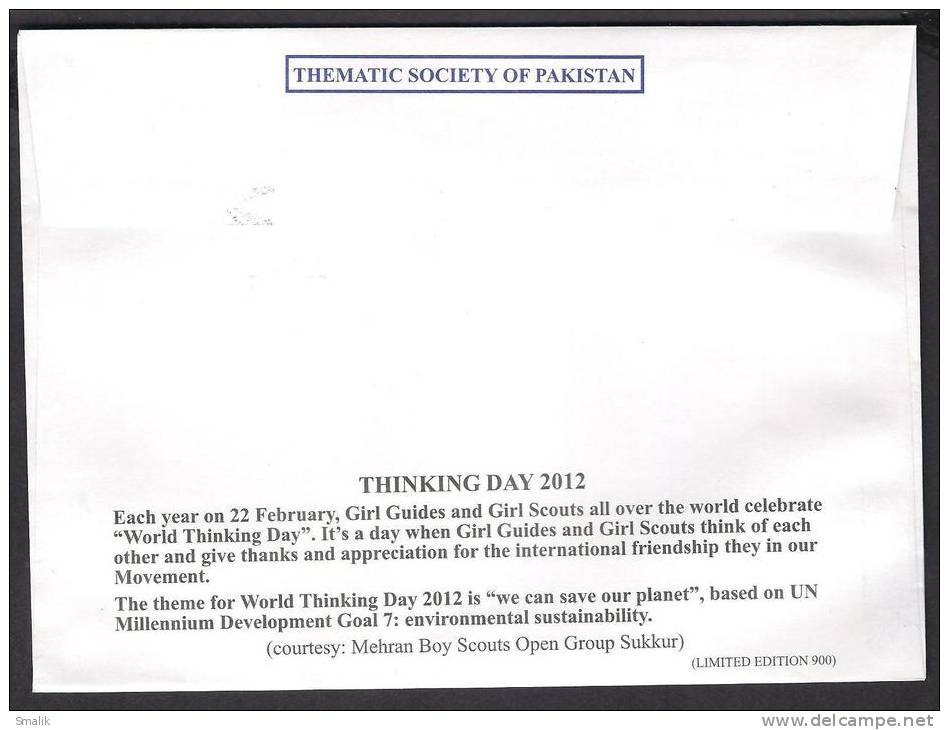 **Lot Of 10 Covers** PAKISTAN Special Cover Girl Scout World Thinking Day Baden Powel Scouting Save Our Planet 22-2-2012 - Other & Unclassified