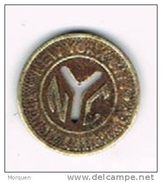 Moneda NEW YORK, One Fare. Transit Authority. Token. Jeton - Firma's