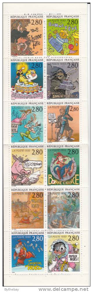 France 1993 MNH Sc 2394a Booklet Of 12 Greetings Variety Accent Over E In Avec Sc 2387 - Commemoratives