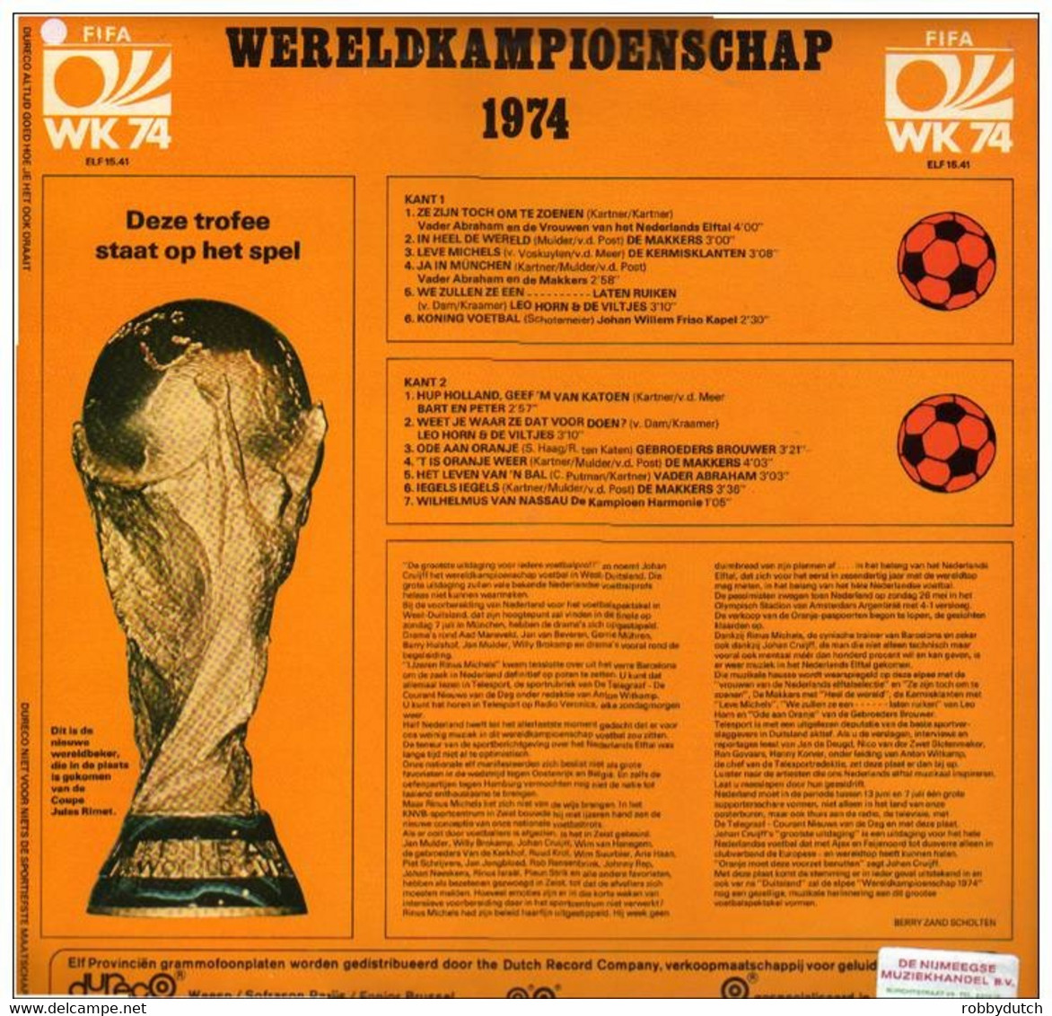 * LP *  WERELDKAMPIOENSCHAP VOETBAL MÜNCHEN 1974 - Abbigliamento, Souvenirs & Varie