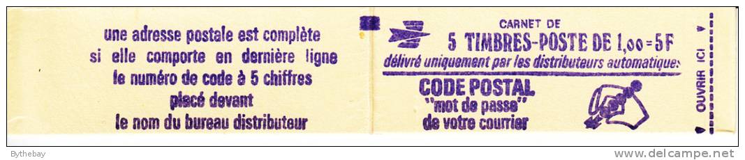 France 1976 MNH Sc 1496a YT 1892-C 1 Booklet Of 5 1fr Marianne - Purple Cover, Without Conf No. - Moderni : 1959-…