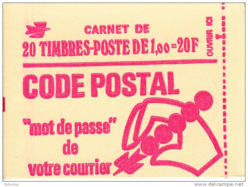 France 1976 MNH Sc 1496b YT 1892-c # Booklet Of 20 1fr Marianne Red Cover, Conf No. 6 - Moderne : 1959-...