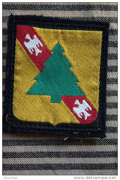 MILITARIA BLASON ECUSSON TISSU à Identifier? : Couleur Jaune Vert Rouge Blanc Aigle Et Sapin Sur Fond Noir - Ecussons Tissu