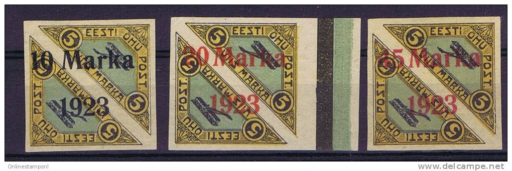 Estland: 1923 Airmail  Michel Nr 43 45B  (45 = B I), MH/Neuf* , 44 With Sheetmargin - Estland