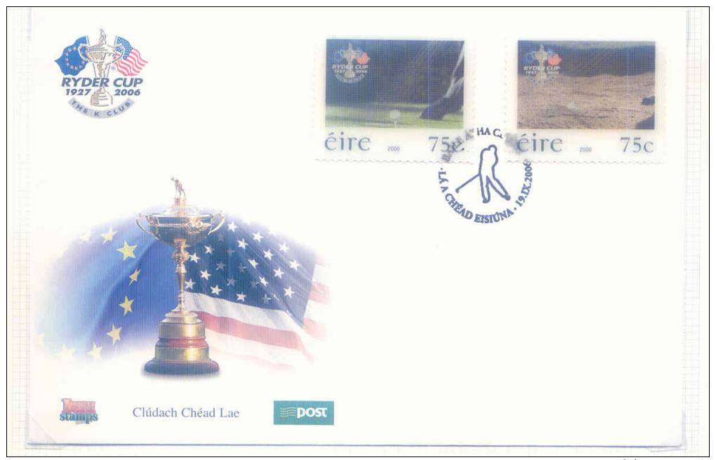 2006 IRLANDA IRELAND EIRE GOLF RYDER CUP SPORTS LENTICULAR STAMPS FDC - FDC