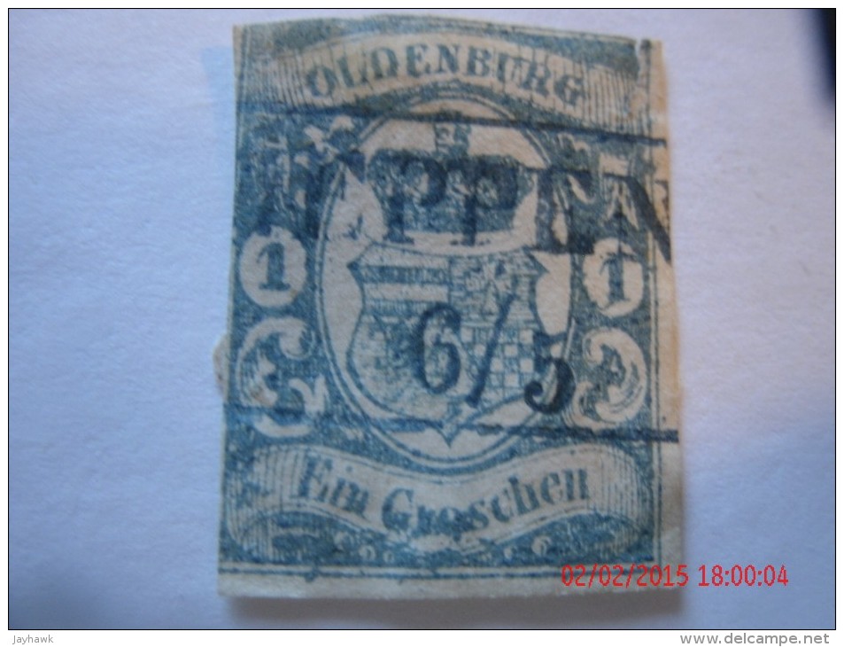 OLDENBURG, SCOTT# 13, 1g GRAY BLUE, USED - Oldenburg